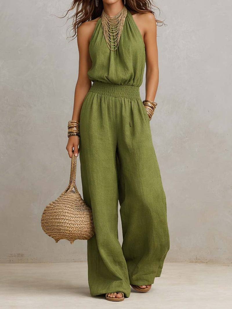 VALERIA | HALTER WIDE-LEG JUMPSUIT