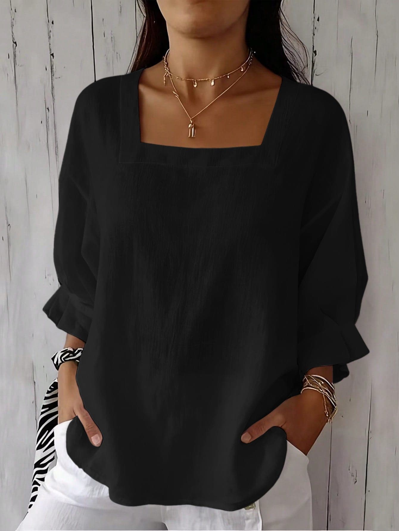 Sabrina - Relaxed Square Neckline Blouse