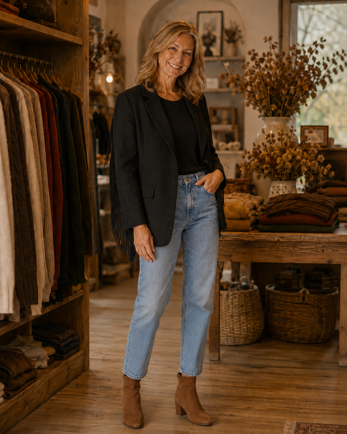 Autumn Bomber Coat – Stylish Woolen Blazer with Tassels