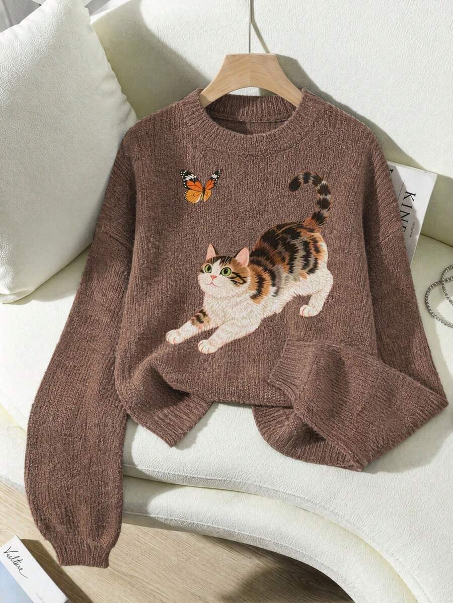 Sara | Cosy Cat Print Sweater