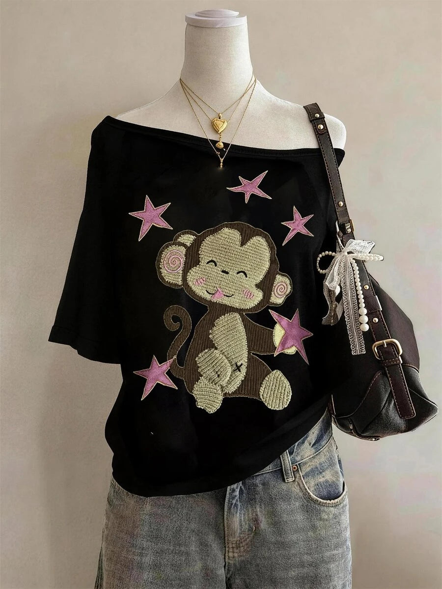 Daisy | Playful Monkey Print Tee