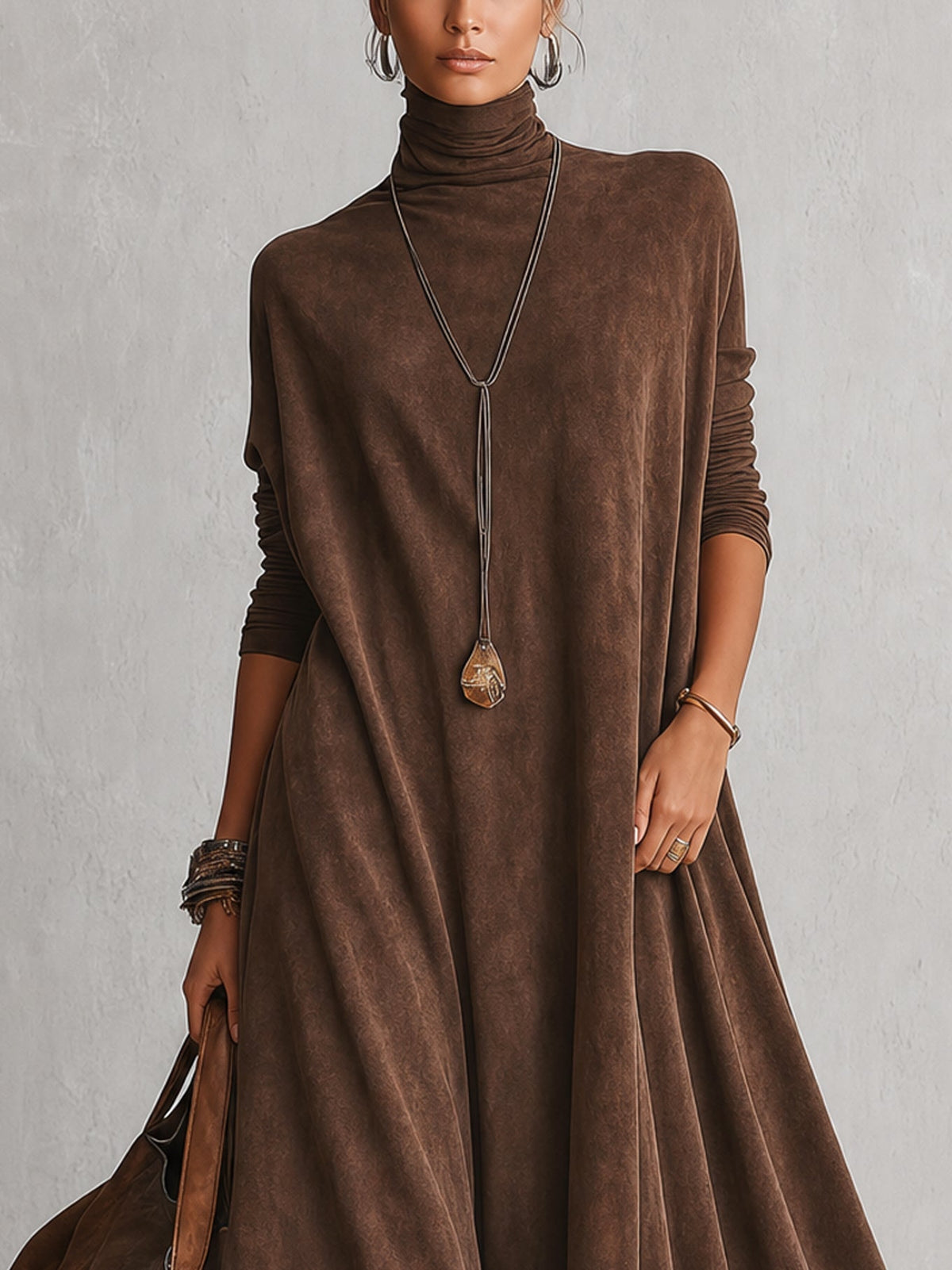 Brunella™ Suede-Effect Lace-Hem Maxi Dress