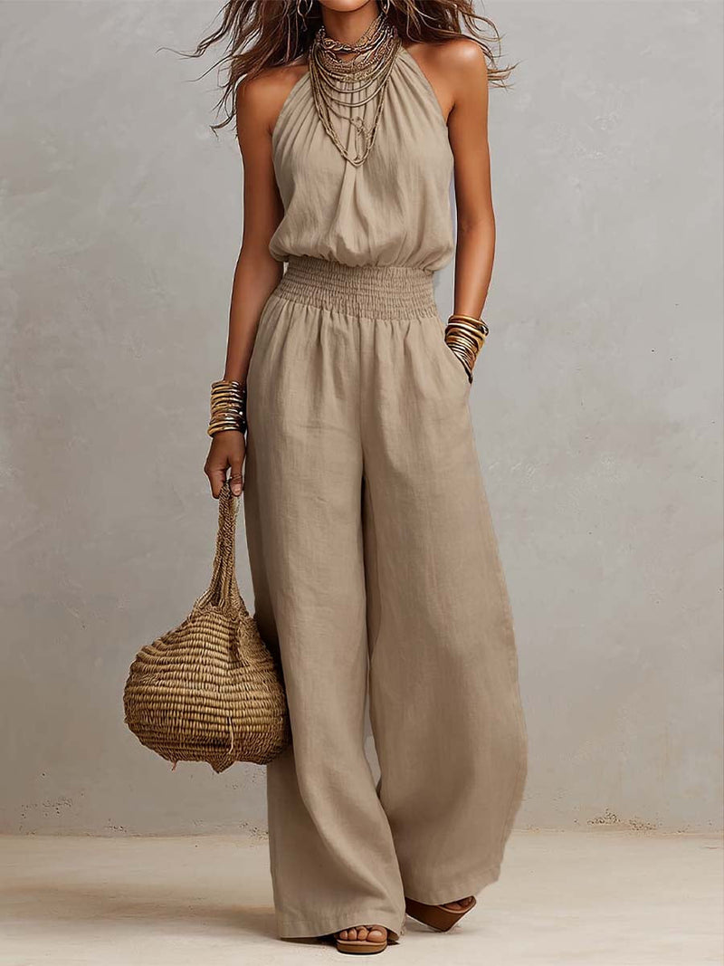 VALERIA | HALTER WIDE-LEG JUMPSUIT