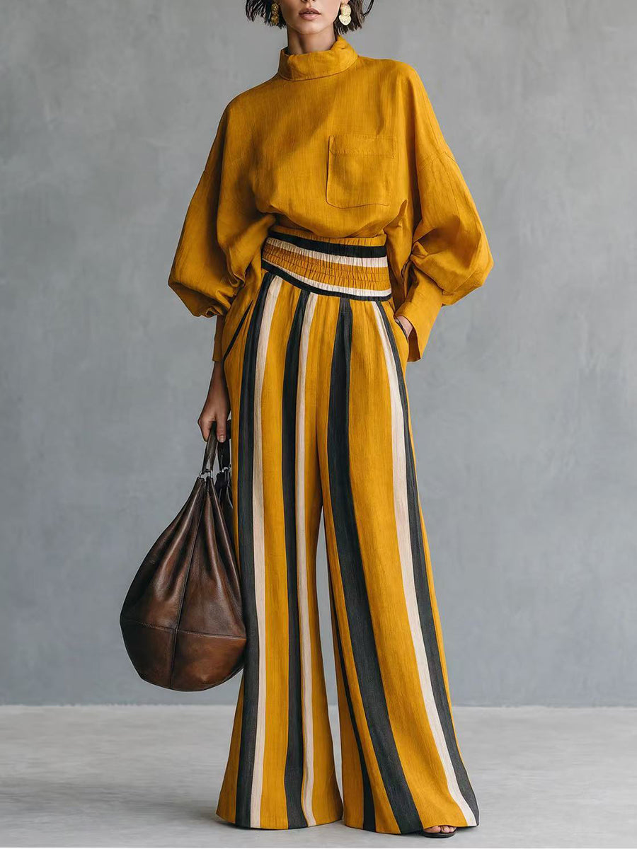 Marigold™ | Striped Wide-Leg Two-Piece Set