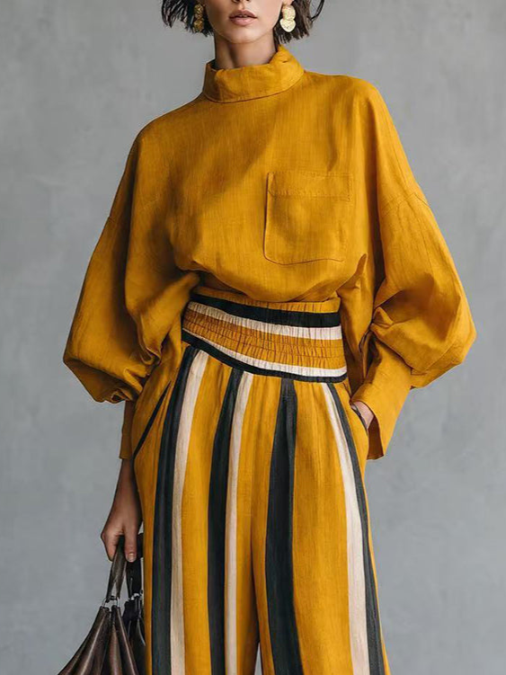Marigold™ | Striped Wide-Leg Two-Piece Set