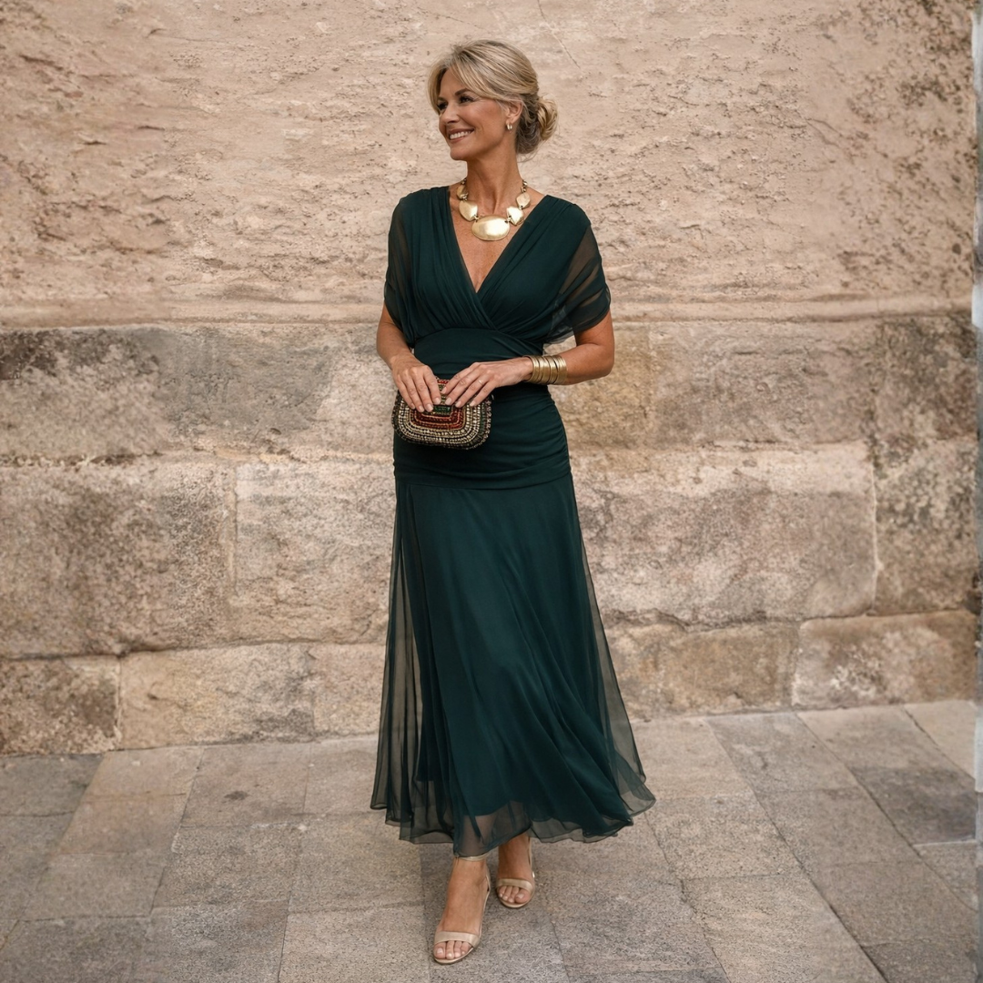Mikaela™ | Tummy-Control Off-Shoulder Maxi Dress