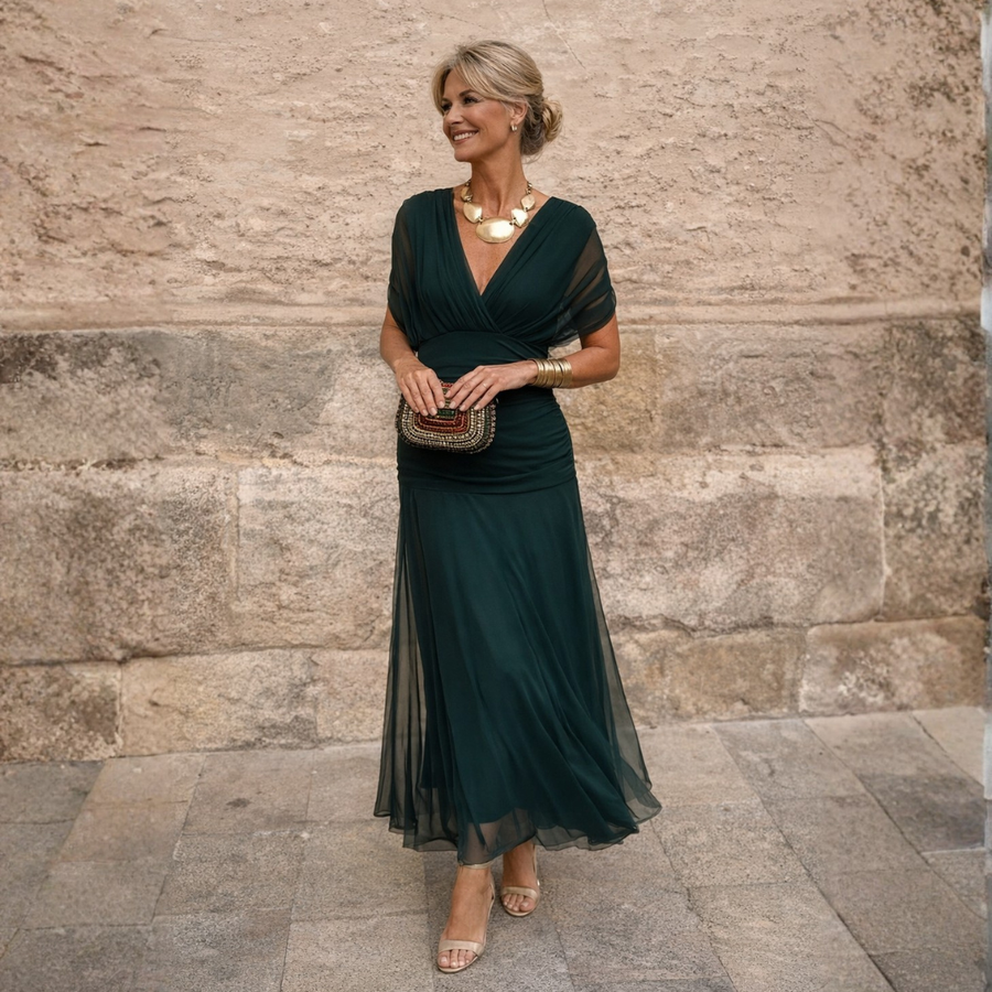 Mikaela™ | Tummy-Control Off-Shoulder Maxi Dress