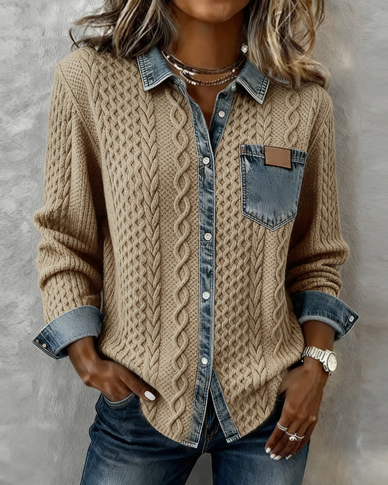Savannah | Cable Knit Denim Cardigan