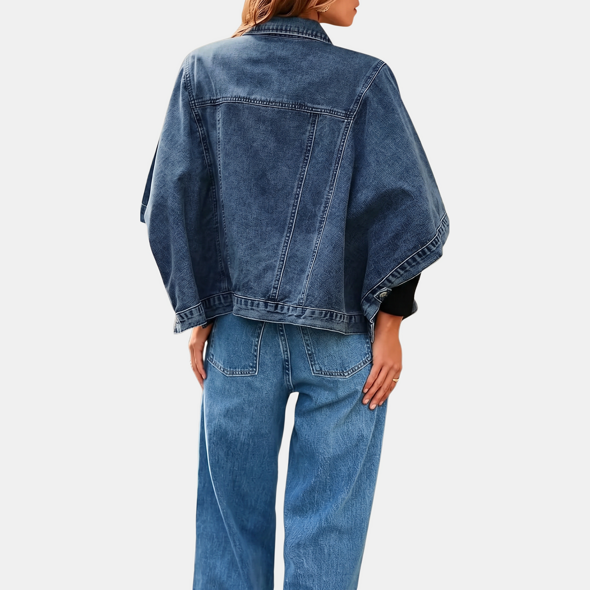 Marisol™ | Batwing Sleeve Cropped Denim Jacket