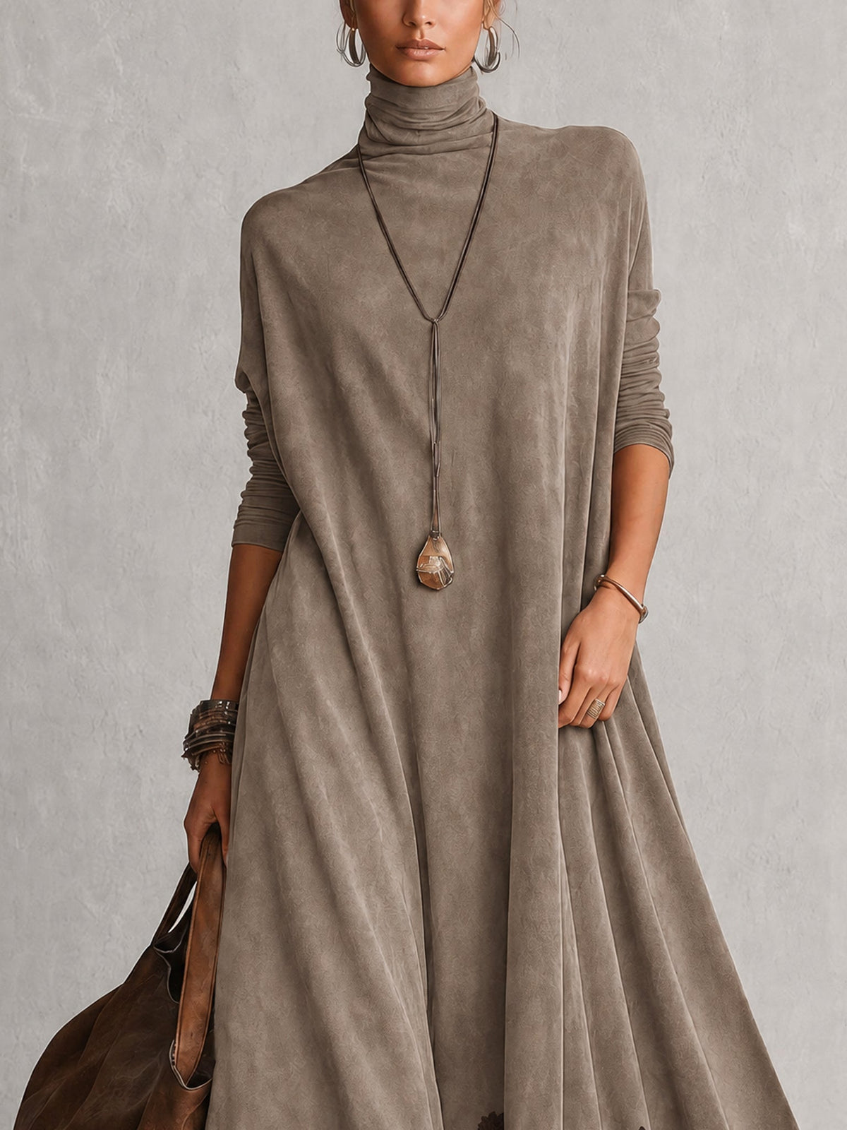 Brunella™ Suede-Effect Lace-Hem Maxi Dress
