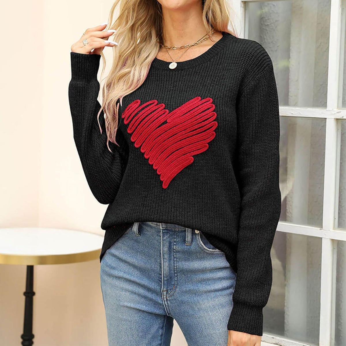 Evelyn™ | Heart-Stitched Knit Sweater
