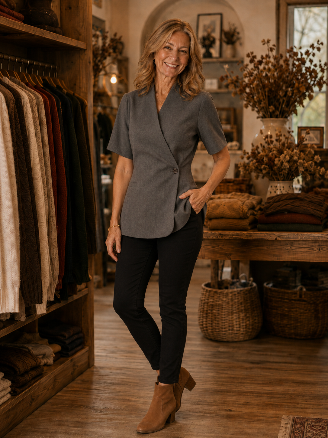 Spring Blazer Coat – V-Neck Design for Effortless Style