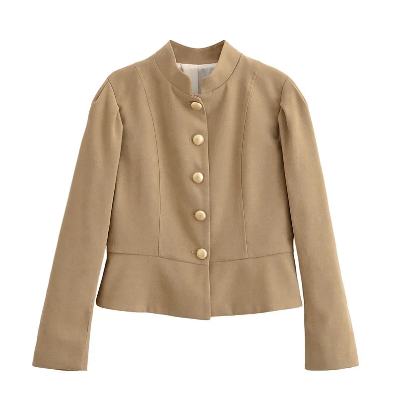 Autumn Velvet Blazer – Elegant Puff Shoulder Design