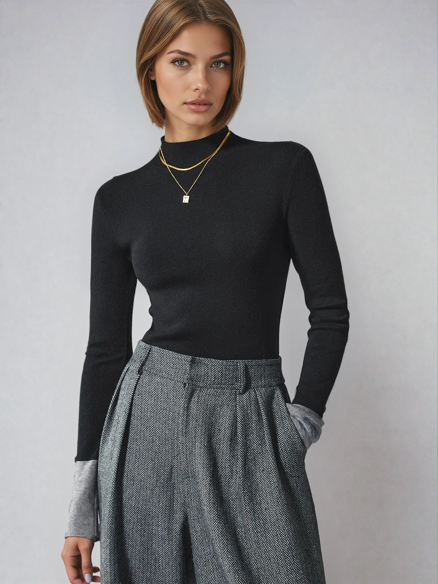 Contrast Cuff Knit Sweater
