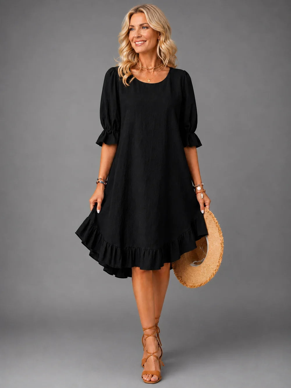Elira™ | Relaxed Ruffle-Hem Dress