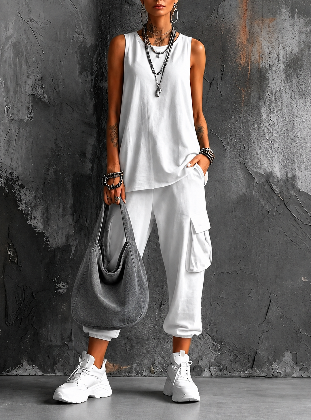 Noelia™ | Relaxed Cargo Two-Piece Set with Bag