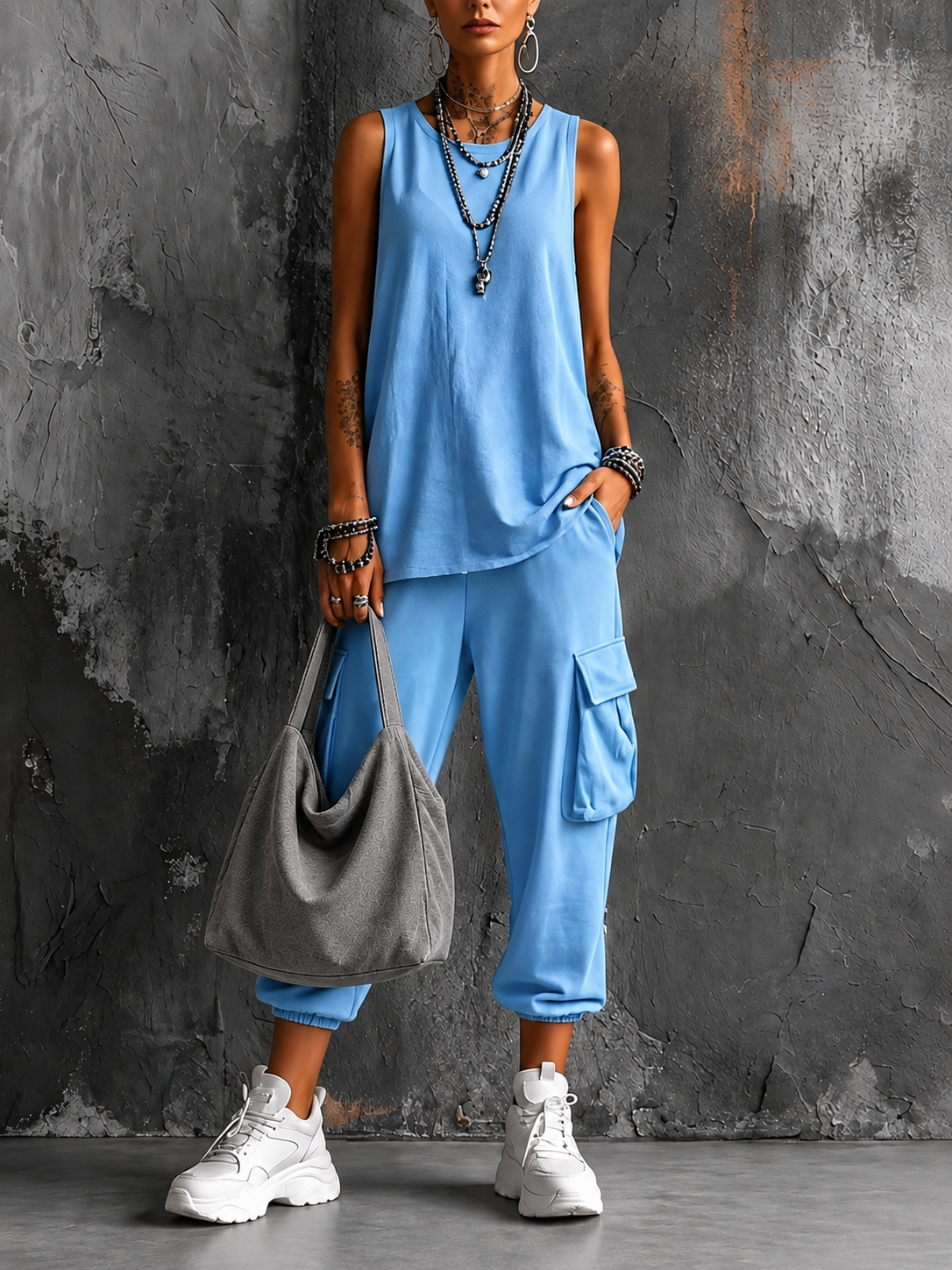 Noelia™ | Relaxed Cargo Two-Piece Set with Bag