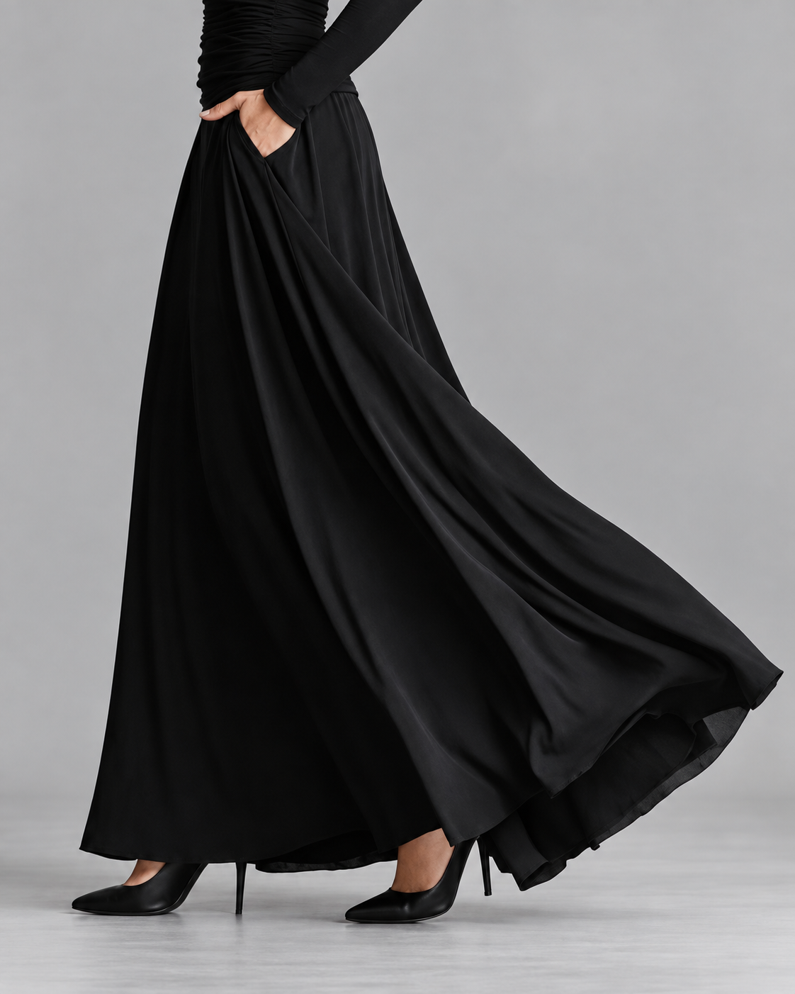 Celeste™ Ruched Long-Sleeve Maxi Dress