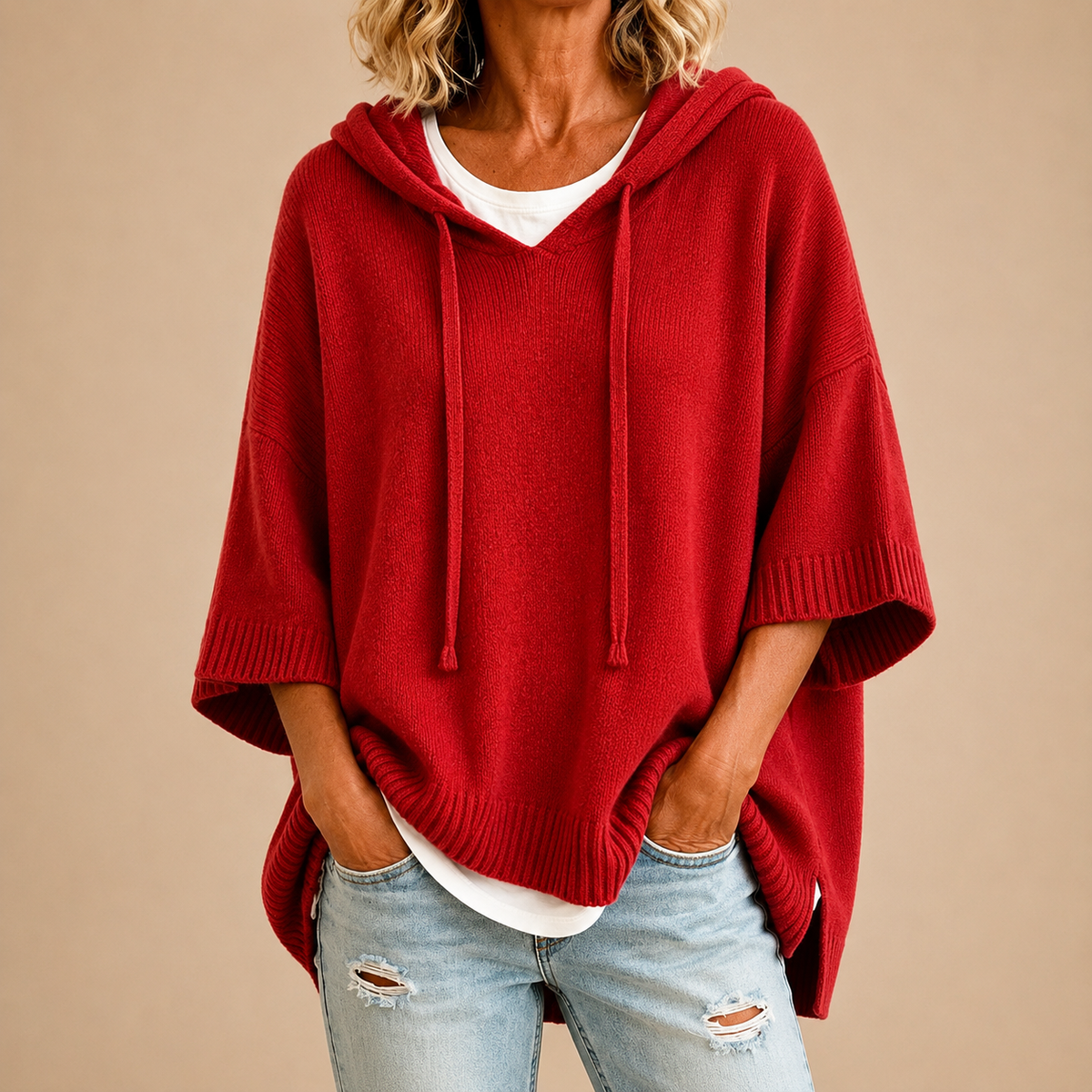 Oriana™ | Hooded Knit Poncho