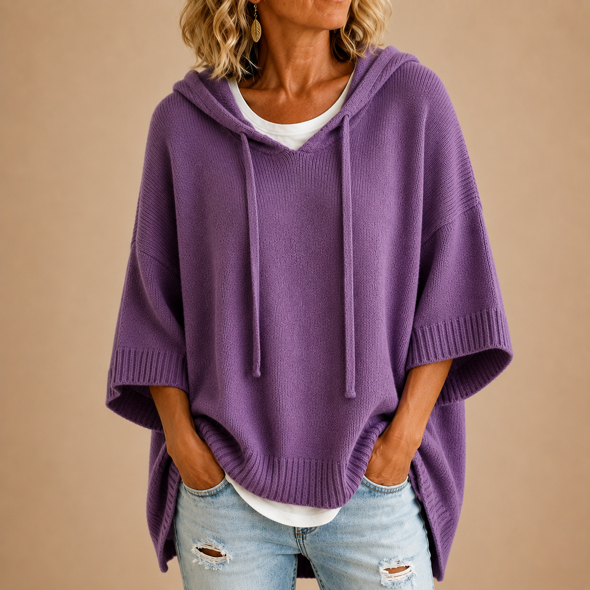 Oriana™ | Hooded Knit Poncho