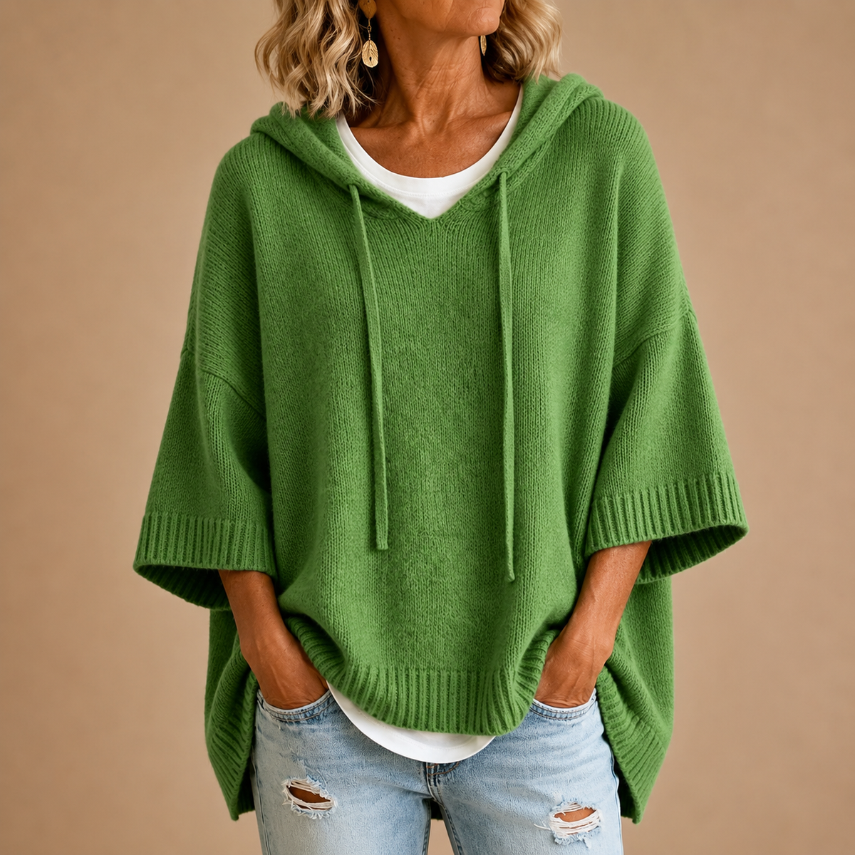 Oriana™ | Hooded Knit Poncho