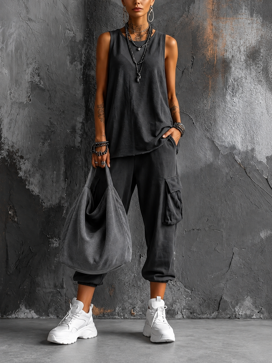 Noelia™ | Relaxed Cargo Two-Piece Set with Bag