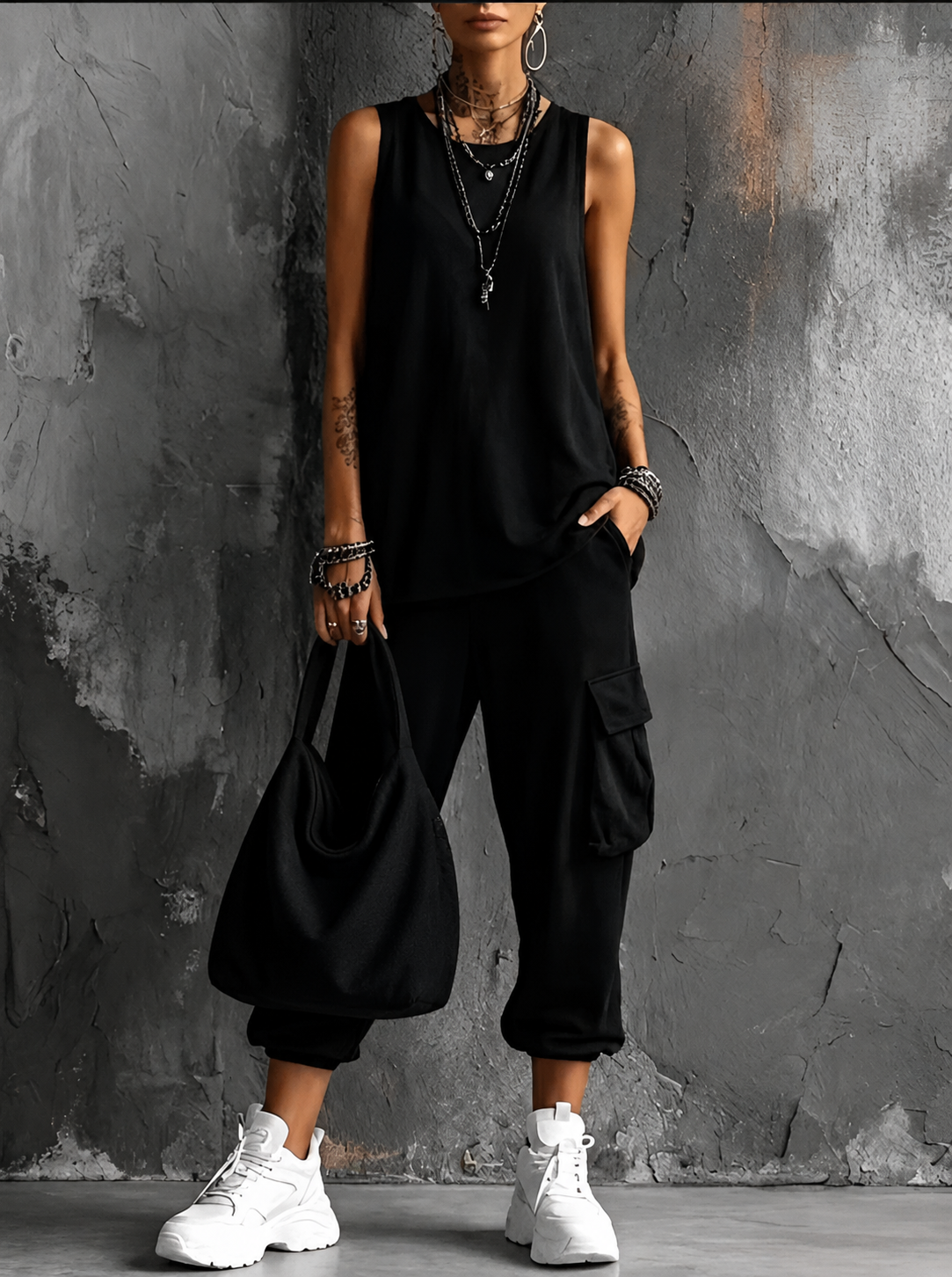 Noelia™ | Relaxed Cargo Two-Piece Set with Bag