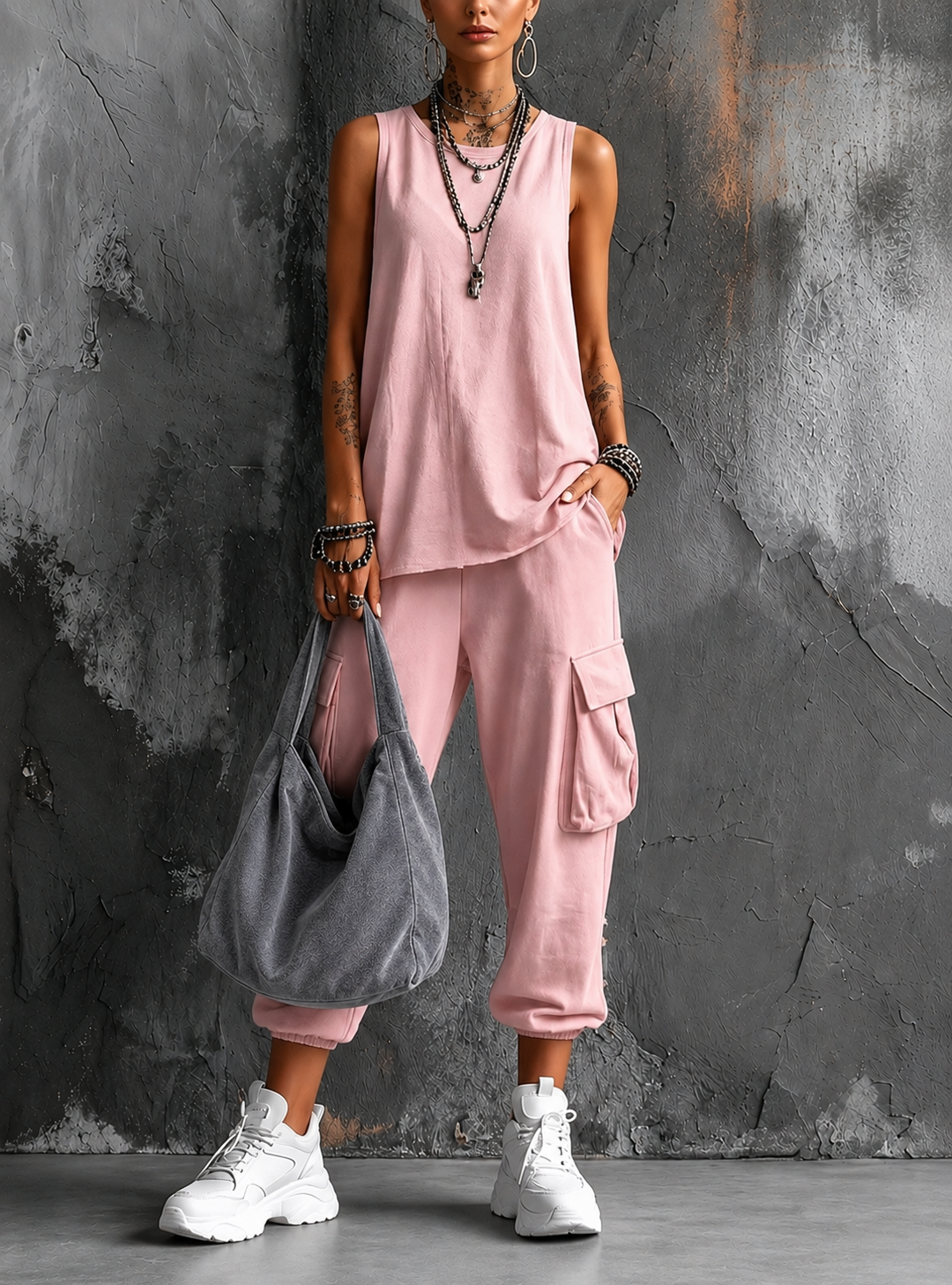 Noelia™ | Relaxed Cargo Two-Piece Set with Bag
