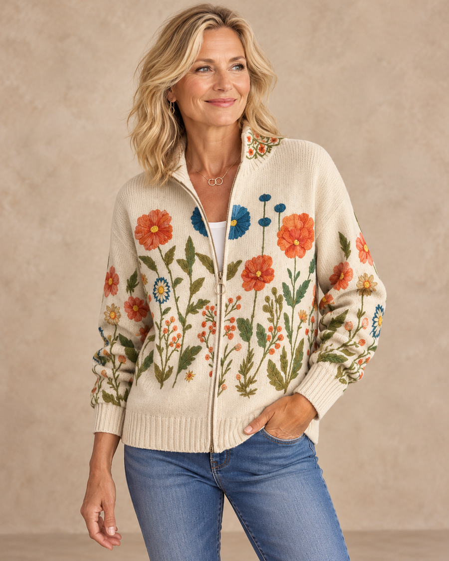 Wrenna™ | Wildflower Meadow Zip Cardigan