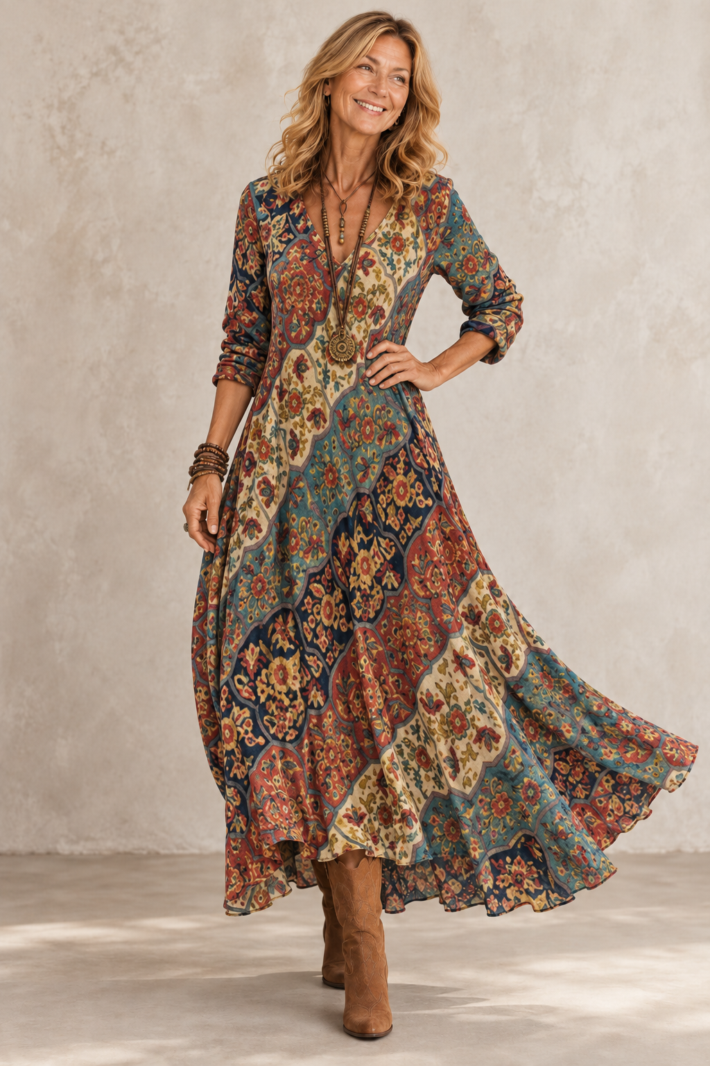 Lidia™ Flowing Autumn Maxi Dress
