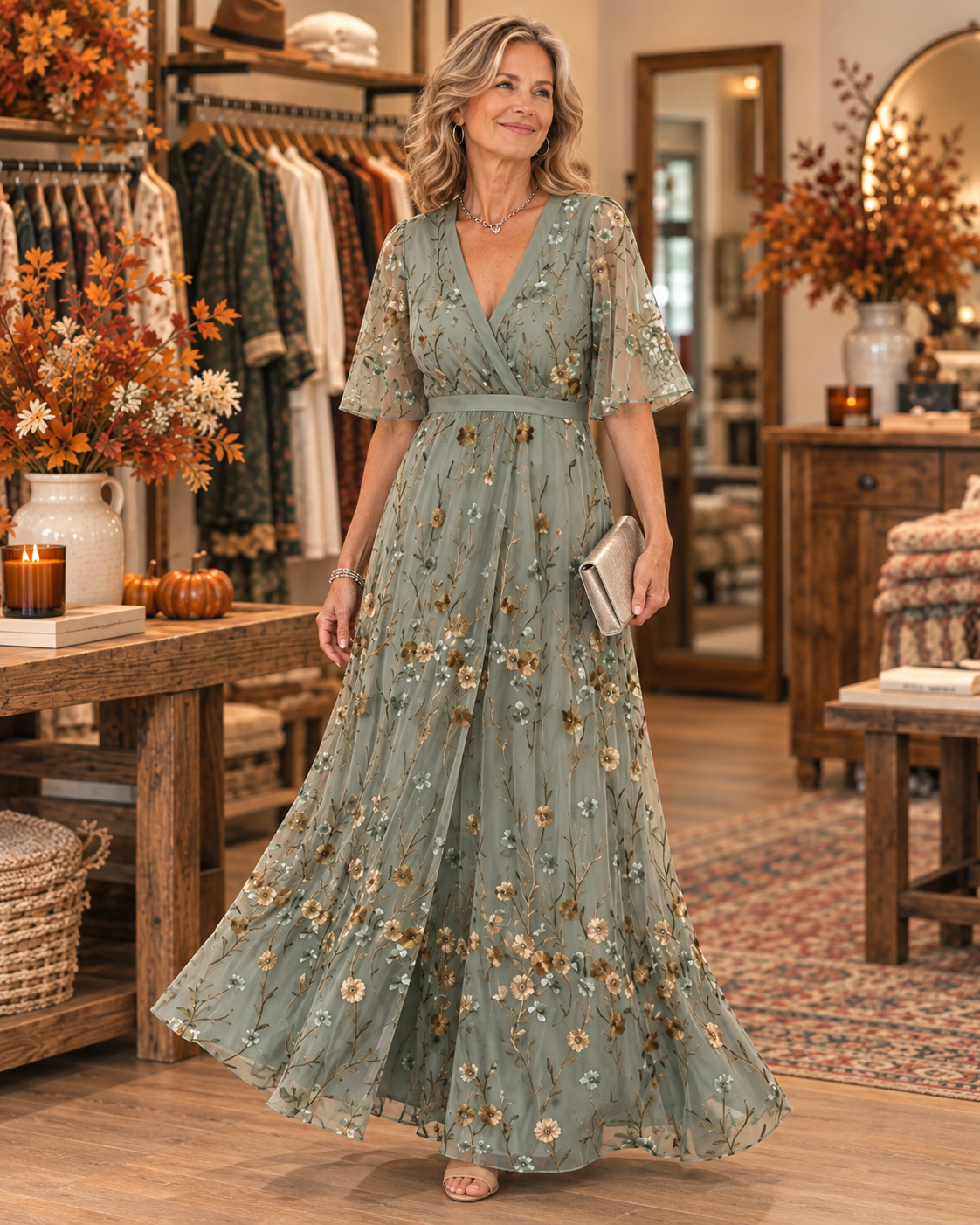 Gemma™ Floral V-Neck Flow Maxi Dress