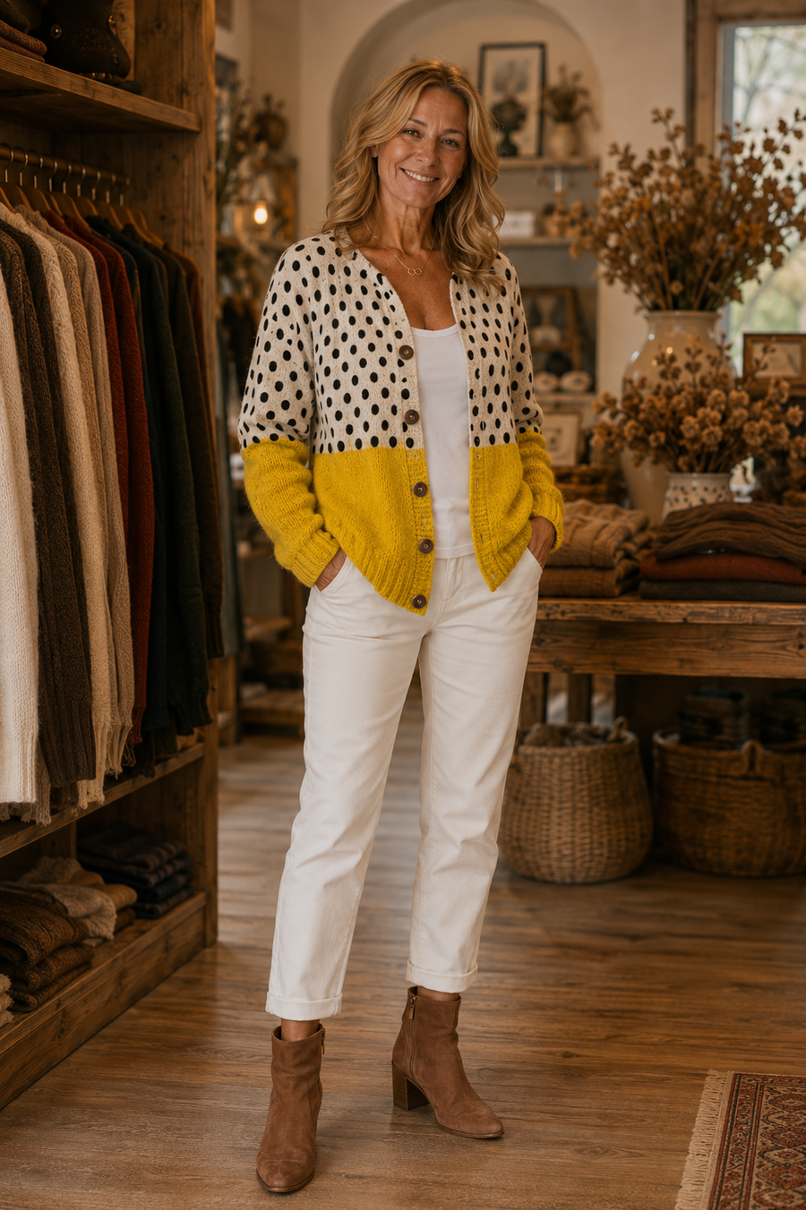 Junella™ | Vintage Print Cardigan Sweater