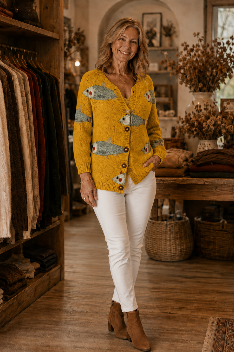 Anouk™ | Vintage Print Cardigan Sweater