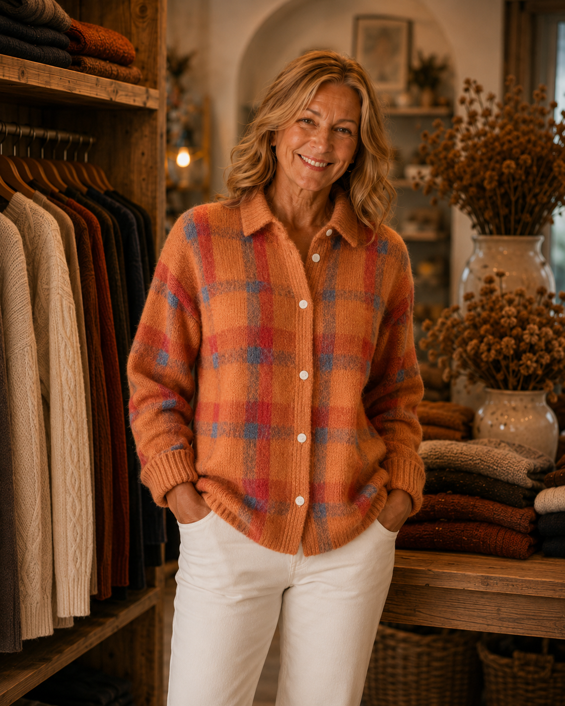 Nadia™ | Plaid Button-Up Cardigan