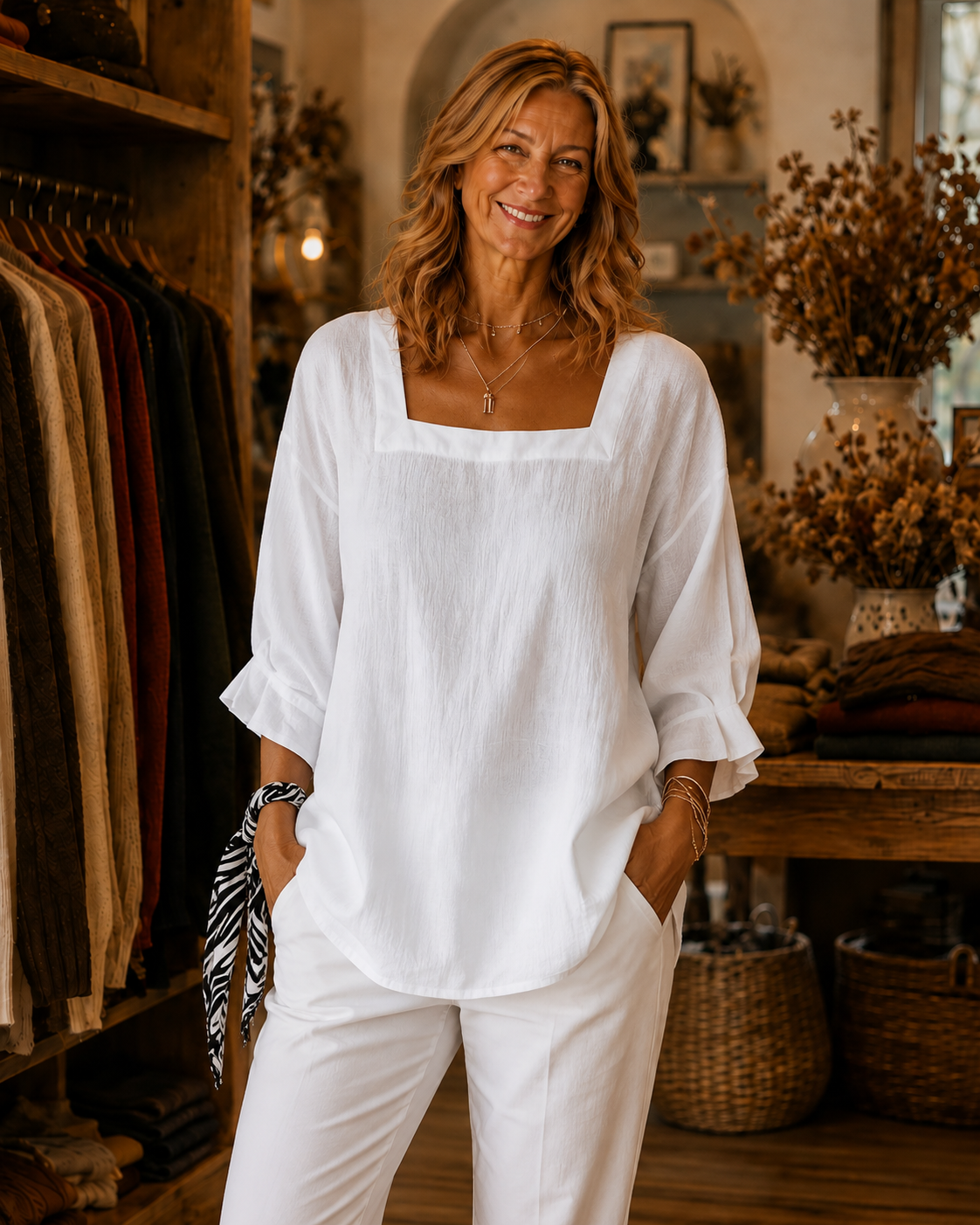 Sabrina - Relaxed Square Neckline Blouse