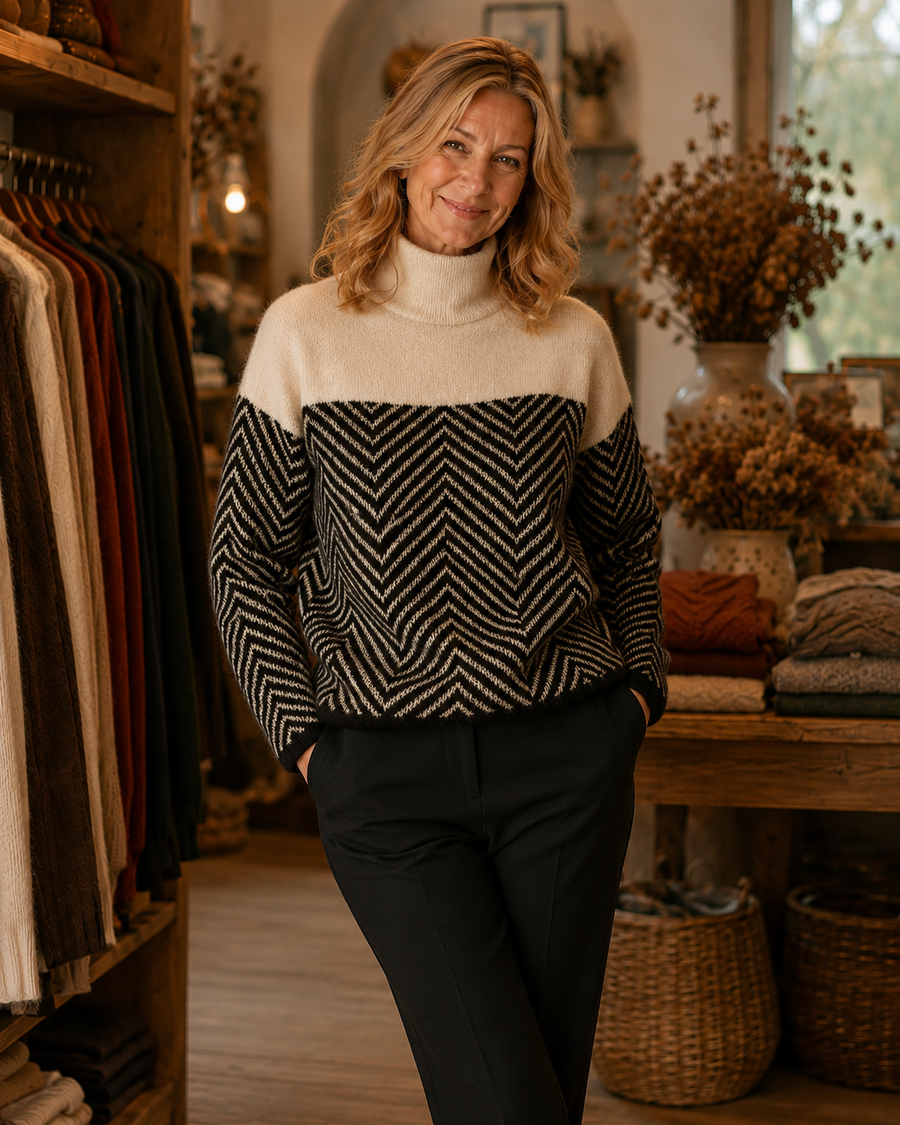 The Eireann Chevron Turtleneck Sweater