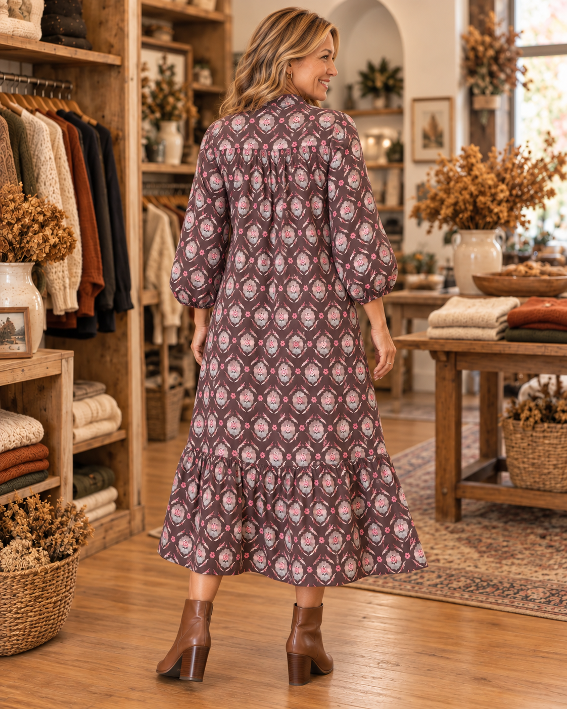 Rosalie™ | Autumn Bloom Midi Dress