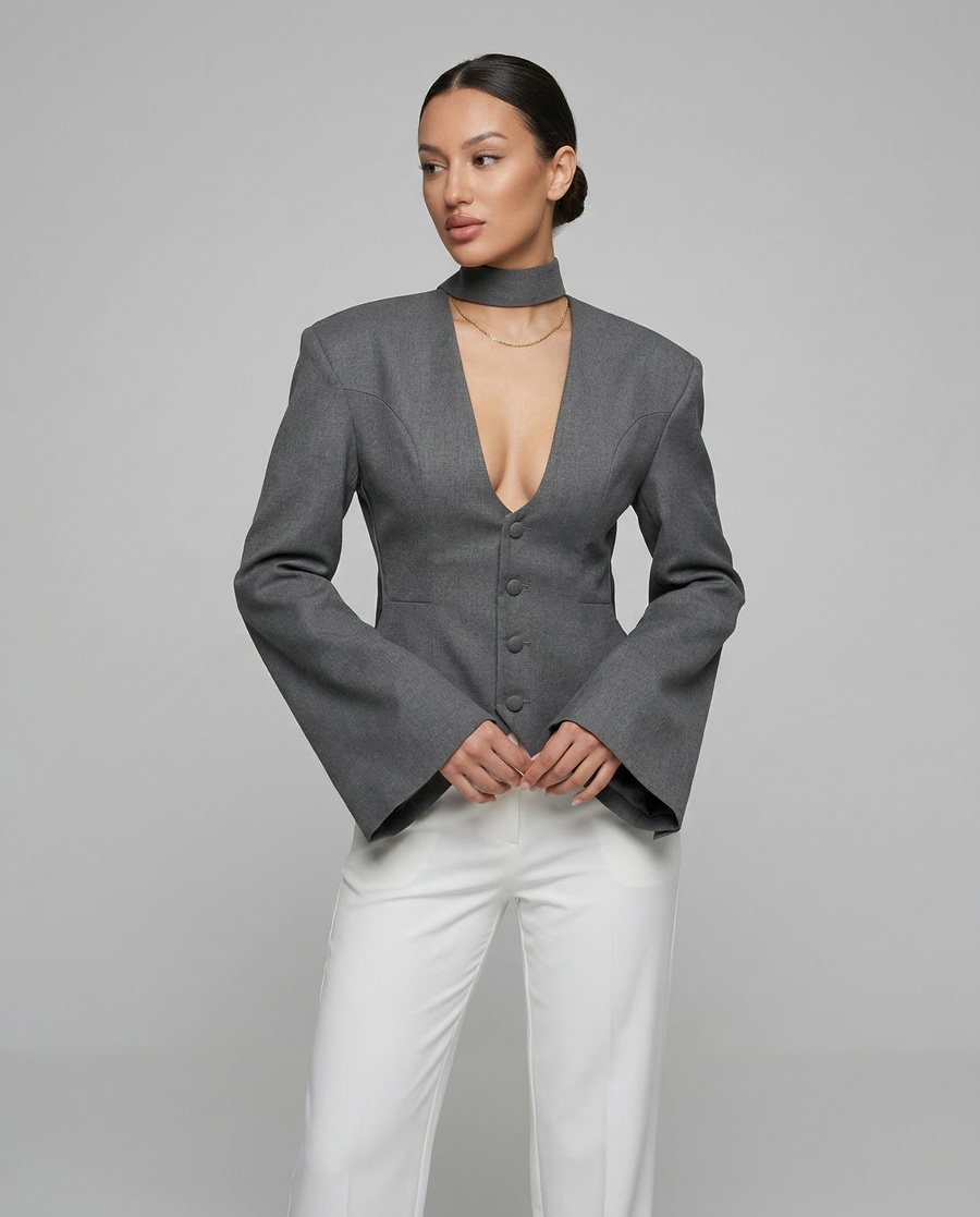 Blazer Jacket – V-Neck Casual Slim Fit for Autumn/Winter
