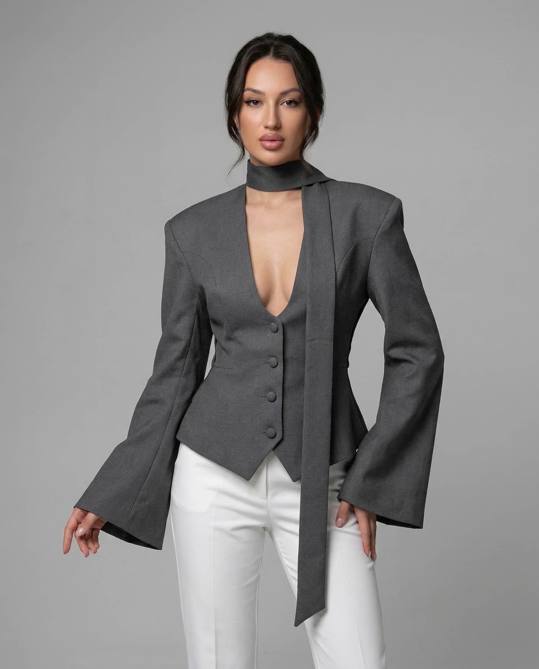 Blazer Jacket – V-Neck Casual Slim Fit for Autumn/Winter