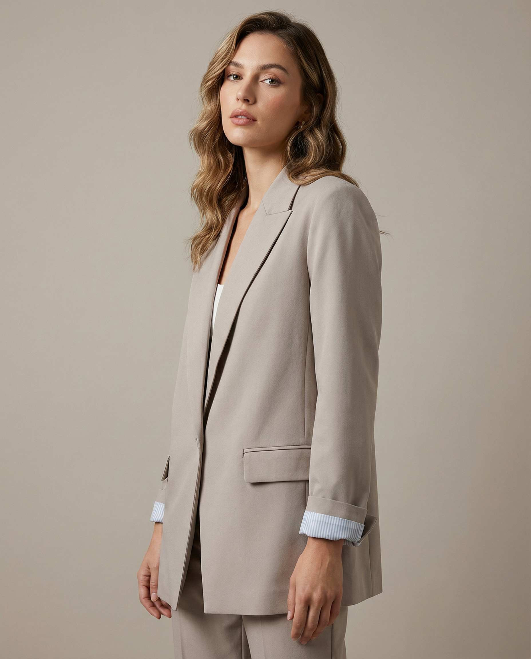 Charmchant Oversized Linen Blazer – Effortless Casual Office Style