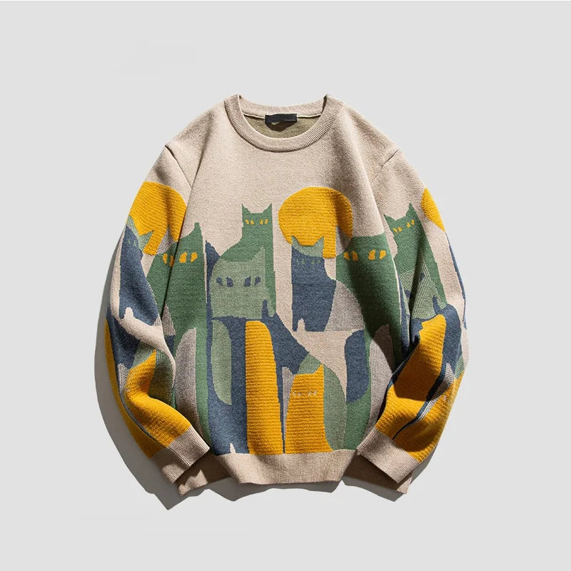 Mabel | Cartoon Cat Jacquard Sweater