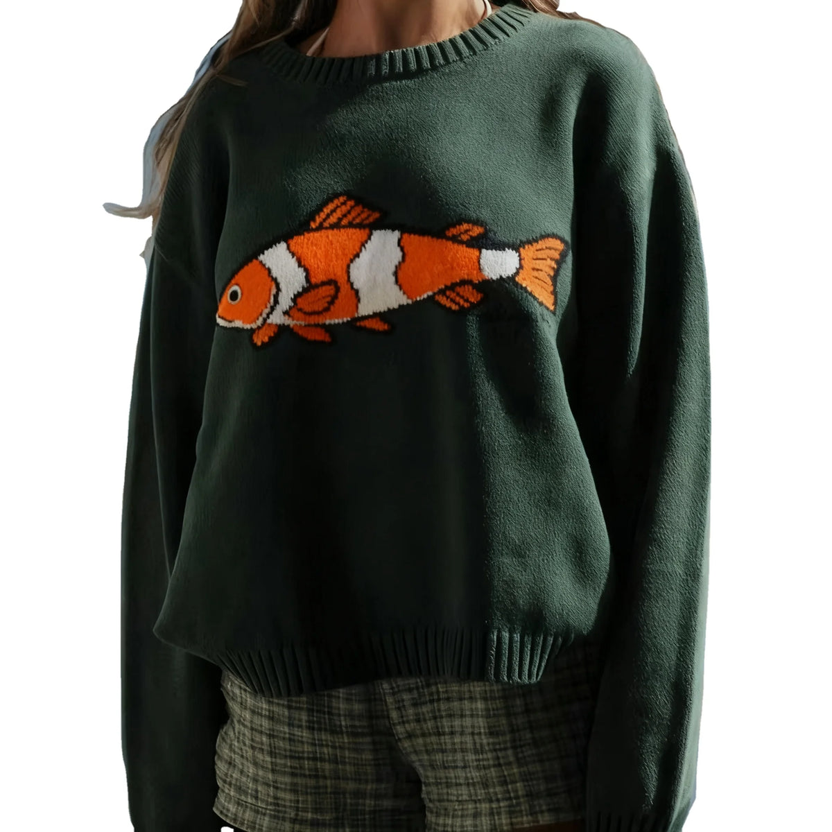 Sadie | Embroidered Trout Fish Sweater