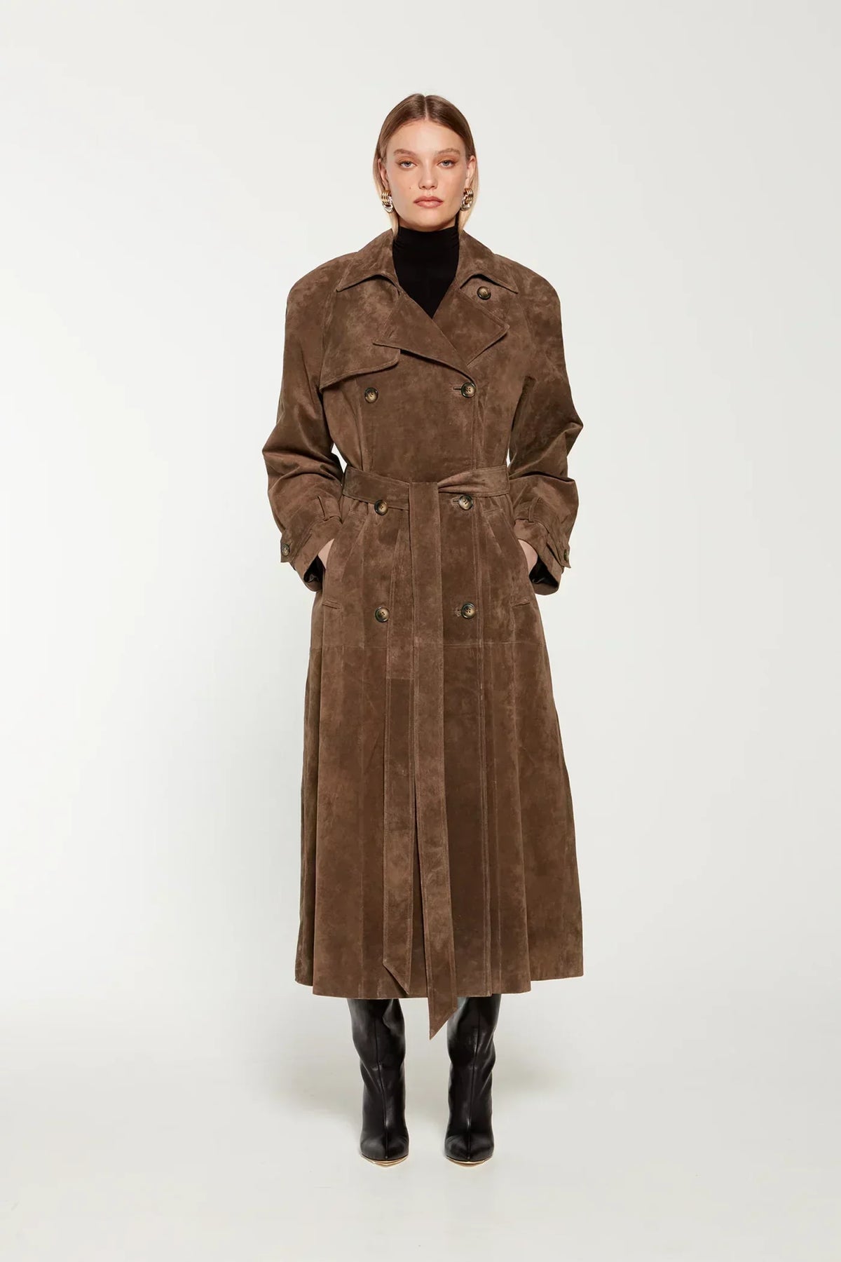 Michele™ | Women’s Elegant Long Suede Trench Coat