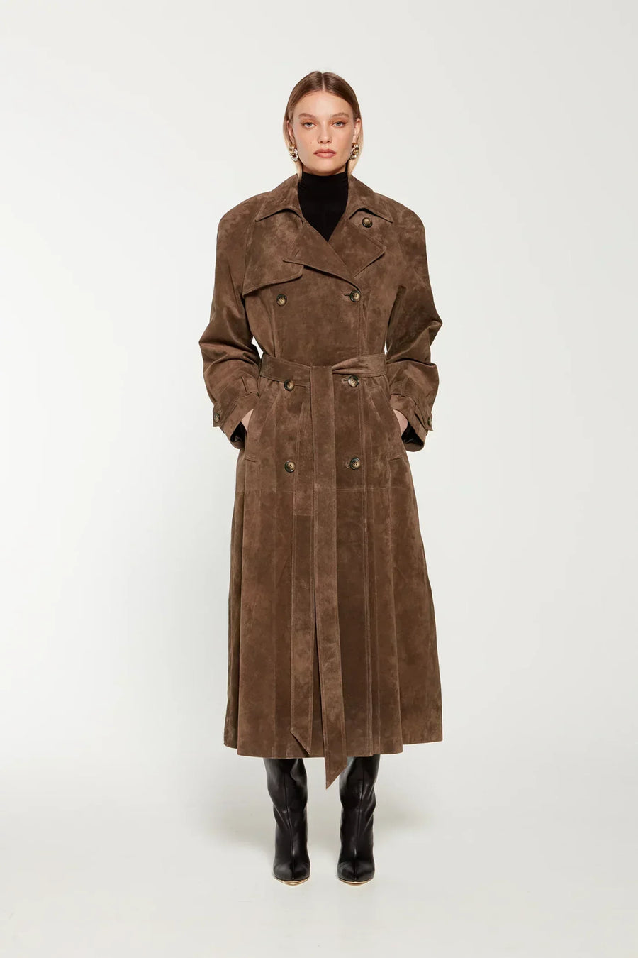 Michele™ | Women’s Elegant Long Suede Trench Coat