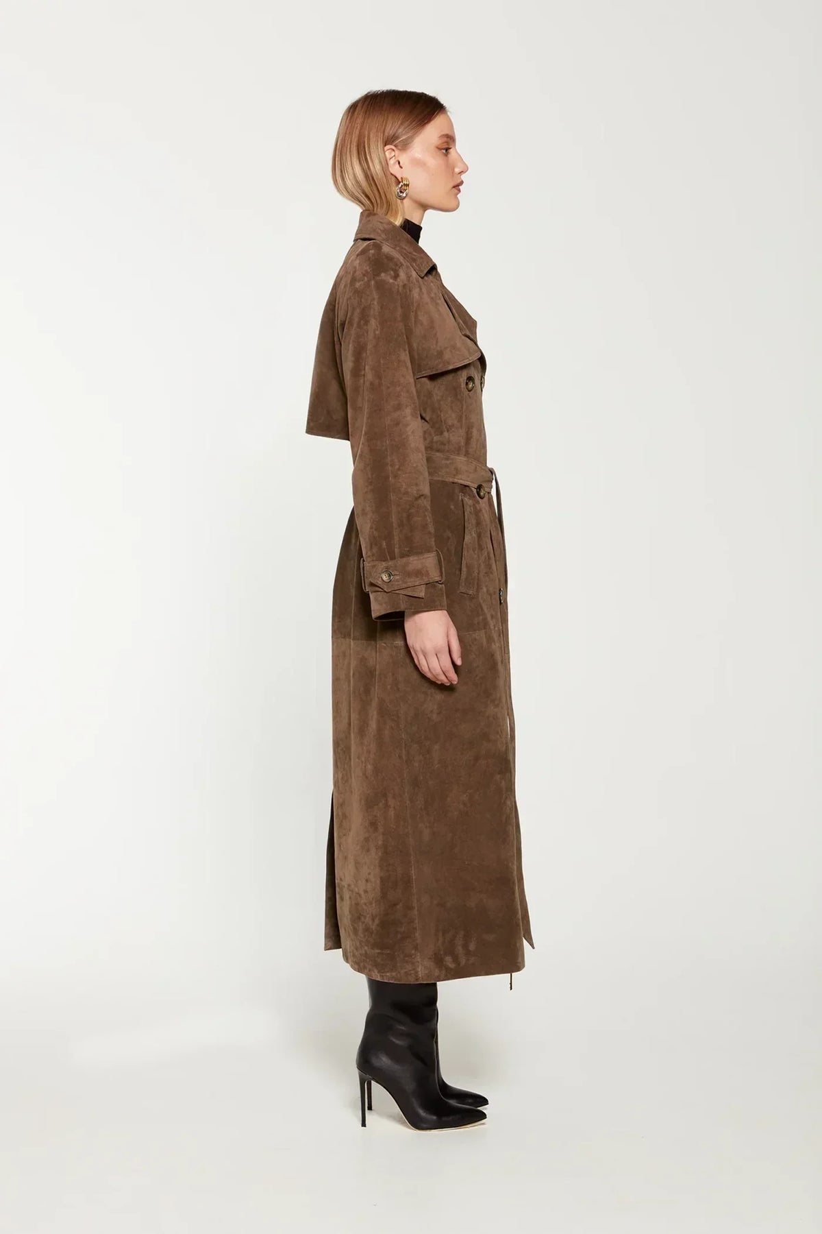 Michele™ | Women’s Elegant Long Suede Trench Coat