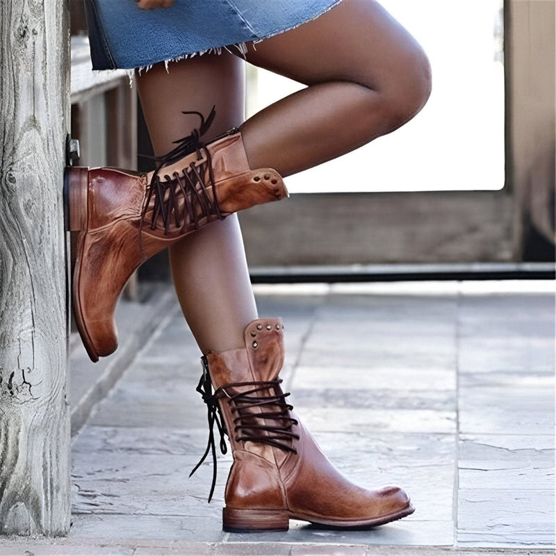 Tina | Retro Lace-Up Boots with a Comfort Sole