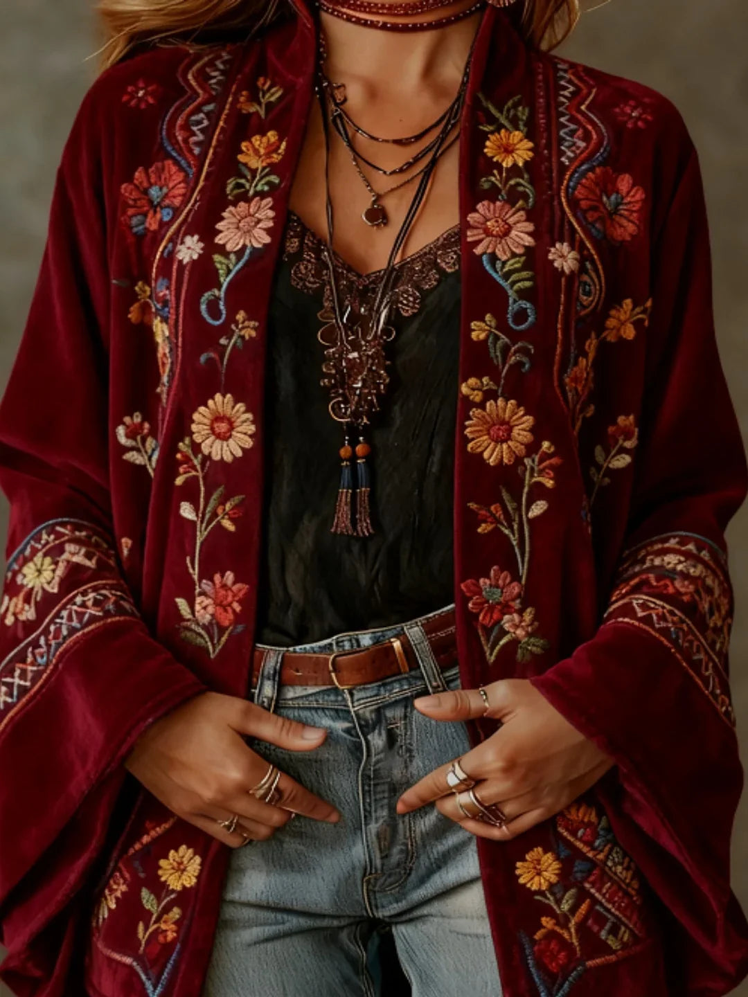 Darcy | Boho Embroidered Kimono Cardigan