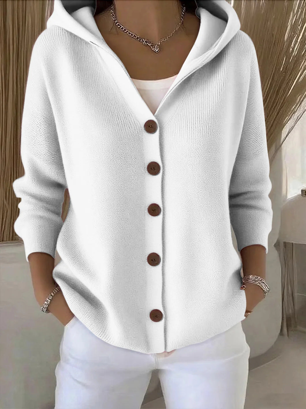 Meryl™ | Hooded Button-Front Knit Cardigan