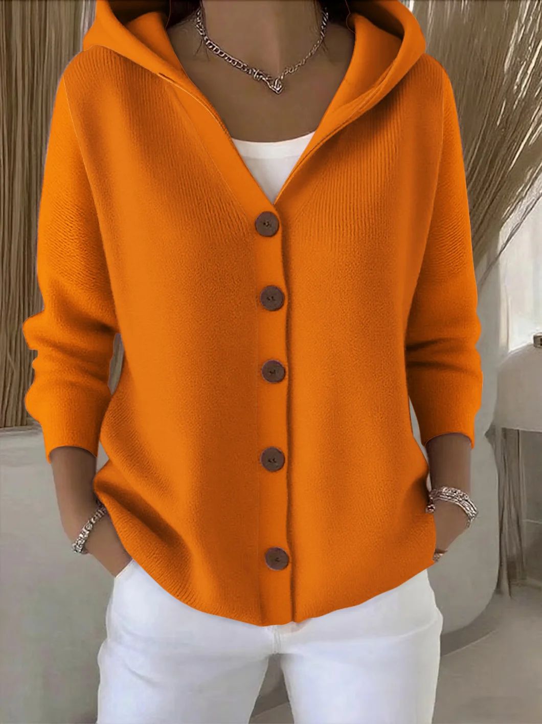 Meryl™ | Hooded Button-Front Knit Cardigan