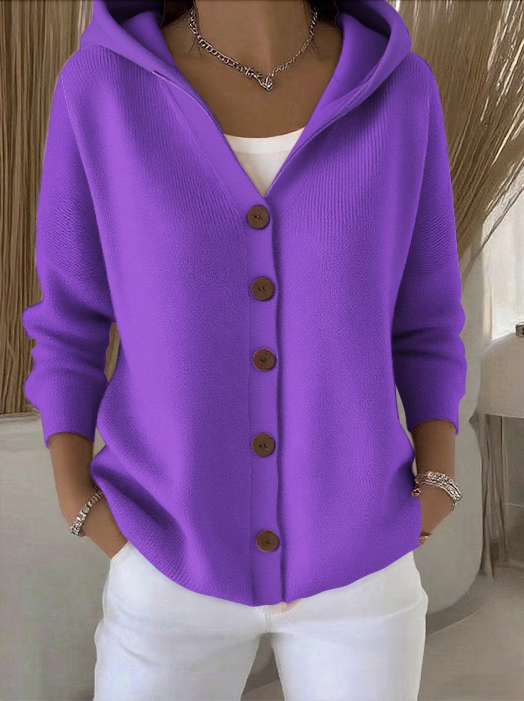 Meryl™ | Hooded Button-Front Knit Cardigan